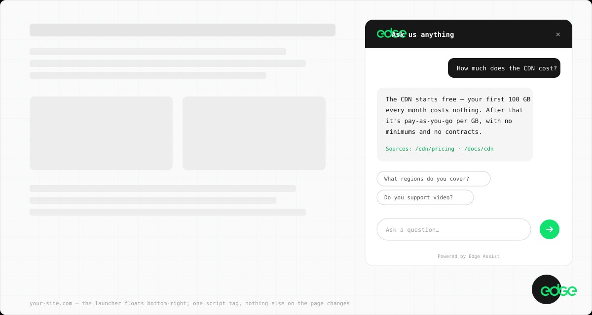 The Assist launcher and open panel on a page