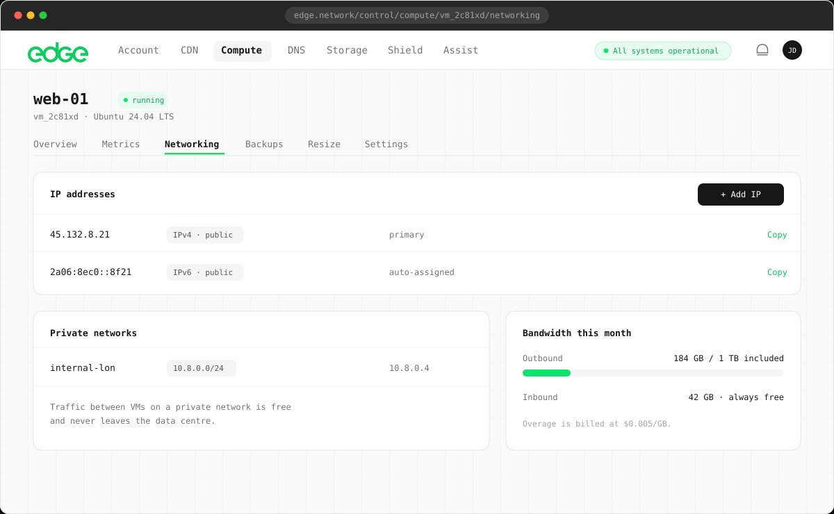 Networking tab showing IP addresses